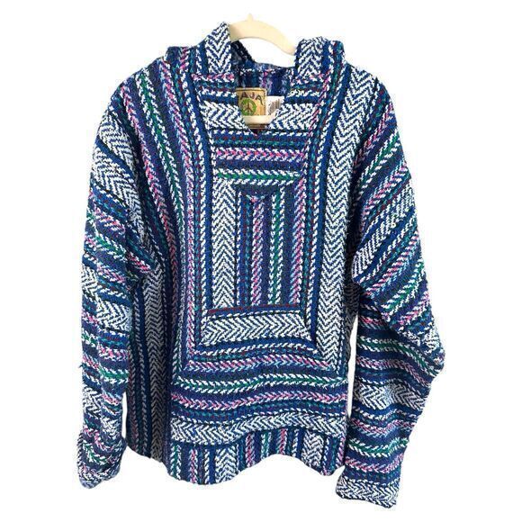VTG Baja Joe Sweater Mens Extra Large Drug Rug Multicolor Heavyweight Aztec - Picture 1 of 9